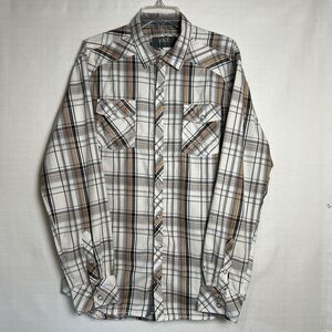 BKE Plaid Standard Fit Pearl Snap Button Down Shirt XL Double Pocket Western